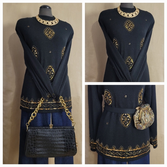 Vintage Beaded Sweater / L - Picture 4 of 10